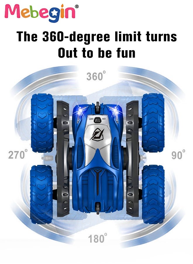 2 in 1 RC Stunt Car Toy, 360°Double Side Flips Rotating RC Car, 2.4Ghz Remote Control Car with Cool Light and Double-Sided Driving, Portable Rechargeable Remote Control Car Toy, 2 AA Battery (Not Included) for RC Controller, Suitable for Versatile Roads, 15*16*7cm