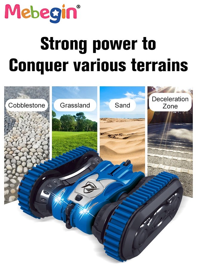 2 in 1 RC Stunt Car Toy, 360°Double Side Flips Rotating RC Car, 2.4Ghz Remote Control Car with Cool Light and Double-Sided Driving, Portable Rechargeable Remote Control Car Toy, 2 AA Battery (Not Included) for RC Controller, Suitable for Versatile Roads, 15*16*7cm