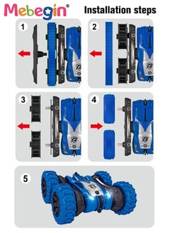 MEBEGIN 2 in 1 RC Stunt Car Toy, 360°Double Side Flips Rotating RC Car, 2.4Ghz Remote Control Car with Cool Light and Double-Sided Driving, Portable Rechargeable Remote Control Car Toy, 2 AA Battery (Not Included) for RC Controller, Suitable for Versatile Roads, 15*16*7cm  - Image 4