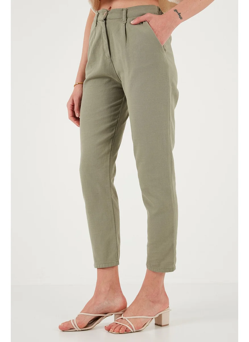 ليلا Cotton Slim Fit Normal Waist Straight Leg Trousers Women's Pants 668Y5121