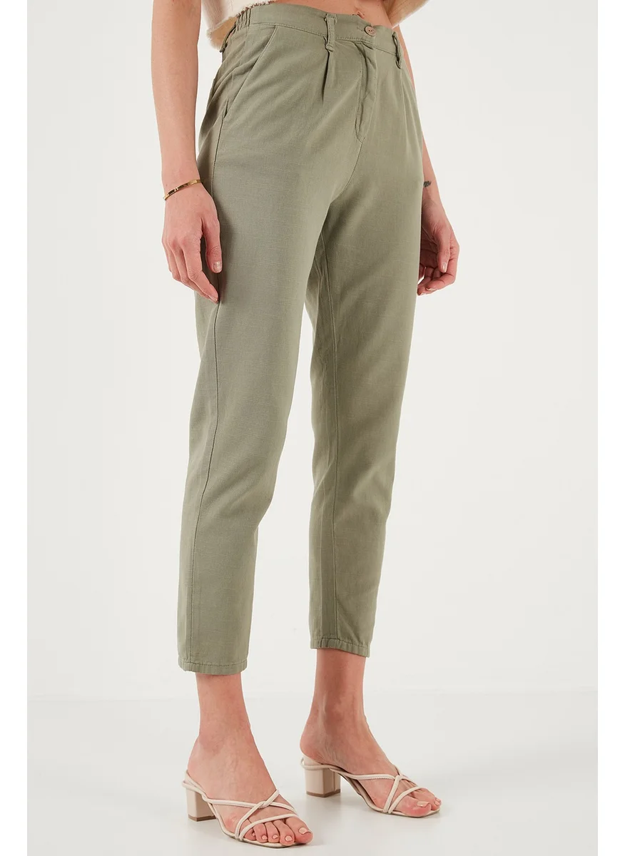 ليلا Cotton Slim Fit Normal Waist Straight Leg Trousers Women's Pants 668Y5121