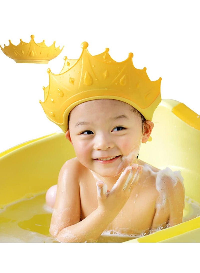 KASTWAVE Baby Shower Shampoo Cap Shield, KASTWAVE Lsolate for Kids, Visor Hat Eye and Ear Protection 0-9 Years Old Children, Cute Crown Shape Makes the Bath More Fun (Yellow) - Image 1