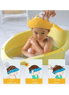 KASTWAVE Baby Shower Shampoo Cap Shield, KASTWAVE Lsolate for Kids, Visor Hat Eye and Ear Protection 0-9 Years Old Children, Cute Crown Shape Makes the Bath More Fun (Yellow)  - Image 2