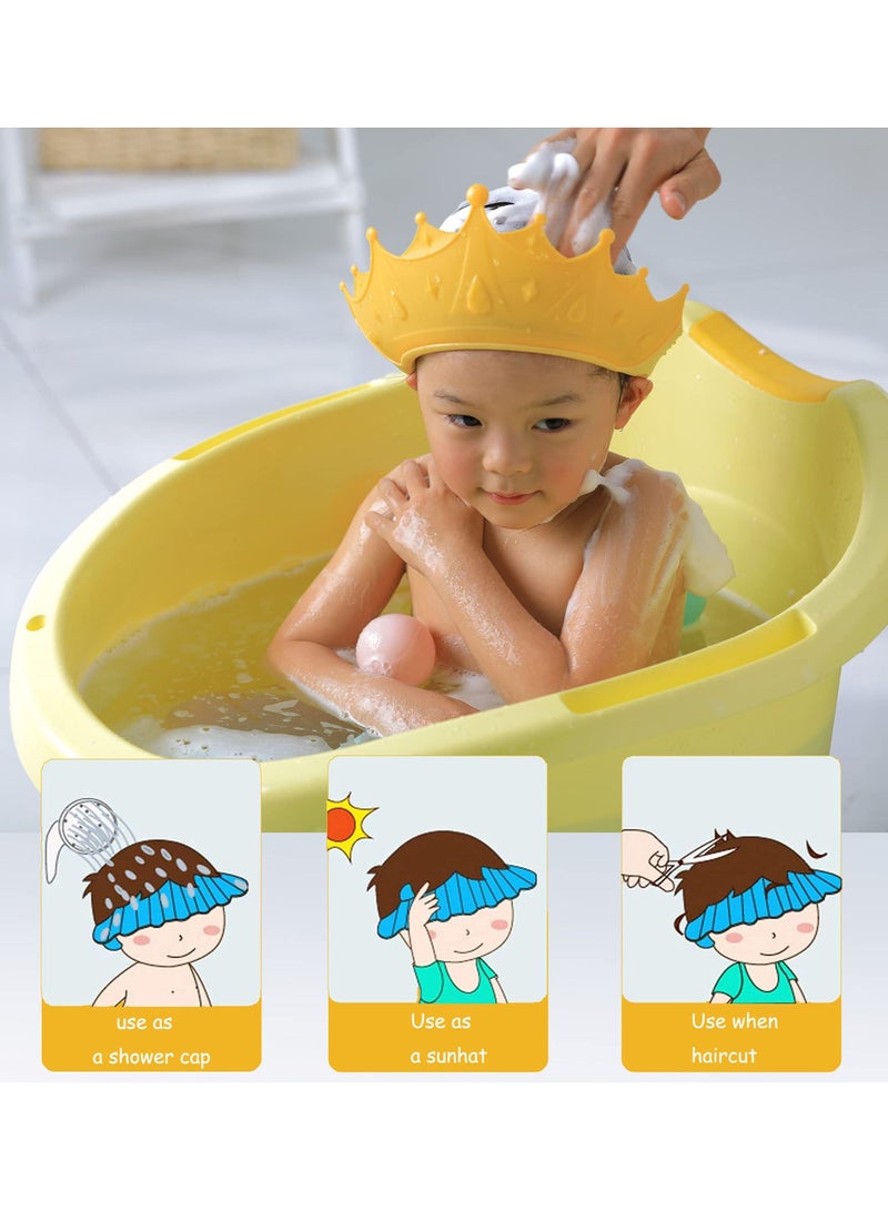 KASTWAVE Baby Shower Shampoo Cap Shield, KASTWAVE Lsolate for Kids, Visor Hat Eye and Ear Protection 0-9 Years Old Children, Cute Crown Shape Makes the Bath More Fun (Yellow) - Image 2