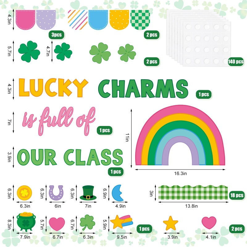 FYSUIMU St. Patrick's Day Bulletin Board Decorations Our Class is Full of Lucky Charms Shamrock Clover Cutouts for Irish Holiday Classroom School Chalkboard Wall Decor - Image 2