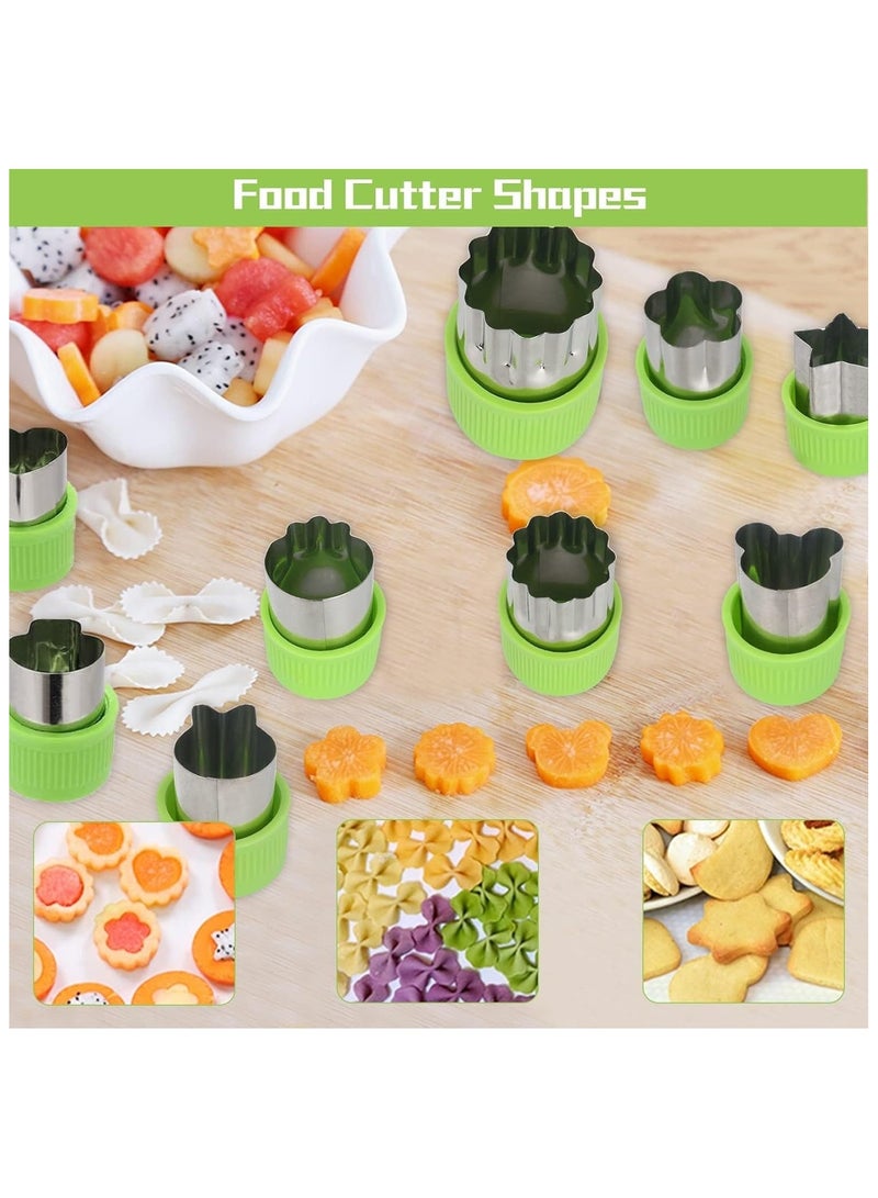 14 PCS Melon Baller Scoop Set - 4 in 1 Stainless Steel Fruit Tool Kit with Fruit Scooper, Seed Remover, Peeler & Vegetable Cutter Shapes, for Melons, Avocado, and More