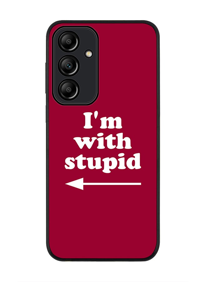 Stylizedd Rugged Black Edge Case for Samsung Galaxy A35, Slim fit Soft Case Flexible Rubber Edges Anti Drop TPU Gel Thin Cover -  I'm with stupid - Image 1