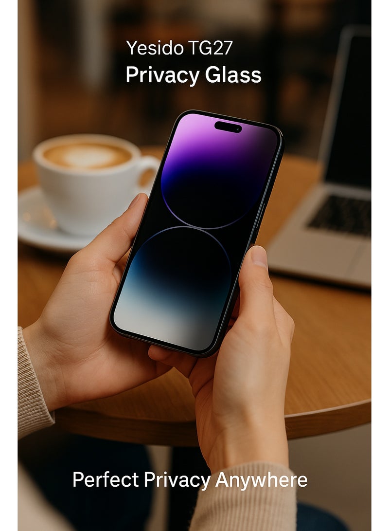 Yesido TG27 Privacy Glass Screen Protector for iPhone 17 Pro Max – 9H Anti-Break with 28° Privacy Angle - Image 1