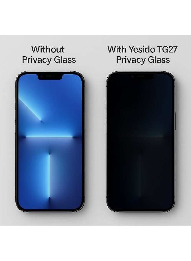 Yesido TG27 Privacy Glass Screen Protector for iPhone 17 Pro Max – 9H Anti-Break with 28° Privacy Angle - Image 5