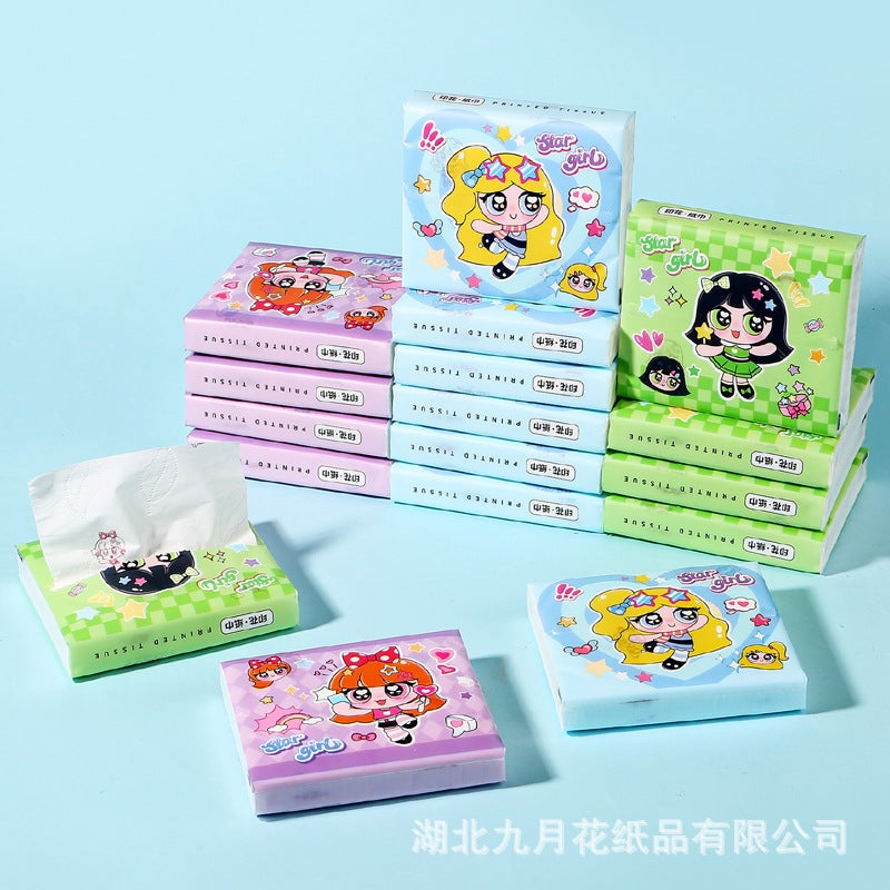 30 Pack Portable Printed Paper Towels Raw Wood Pulp Wet Water Drawable Paper Students Children Flexible Cartoon Artistic Facial Tissue - Image 2