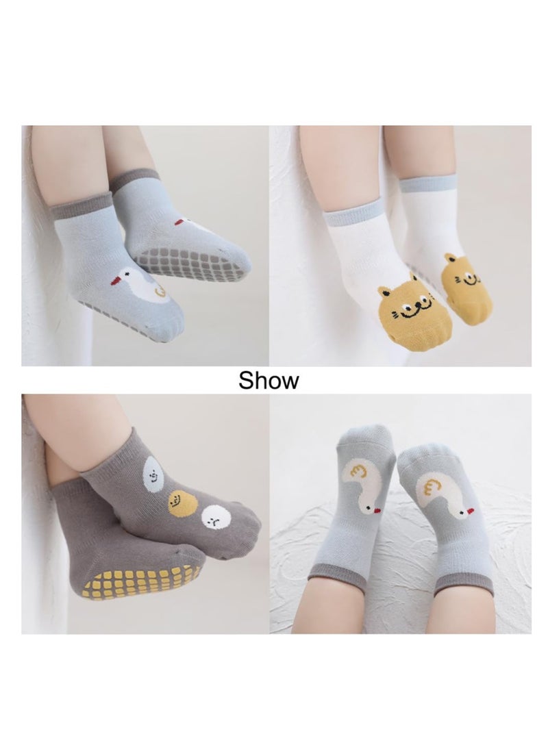 5 أزواج من الجوارب اللطيفة غير القابلة للانزلاق للأطفال مع تصاميم حيوانات للأولاد والبنات - Image 3