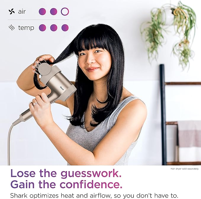 Shark فرشاة تصفيف IQ من شارك XSKHD1SB مع ملحقات مسبقة التعيين لمجففات HyperAIR، فرشاة ساخنة دوارة لأدوات تصفيف الشعر المستقيم والمجعد والمتموج والمجعد، تصفيف شعر لامع ومستقيم.