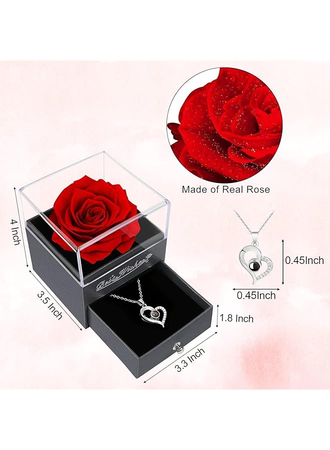 erorex Preserved Rose Birthday Gifts For Women Red Preserved Flowers Rose Gifts For Women Fresh Real Rose Flower With Necklace For Mom Grandma Wife Gifts For Thanksgiving  - Image 2