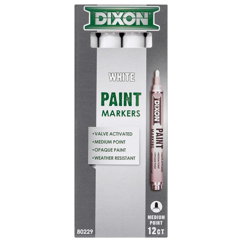 Dixon Paint Markers, Medium Tip, Box of 12, White (80229) - Image 3