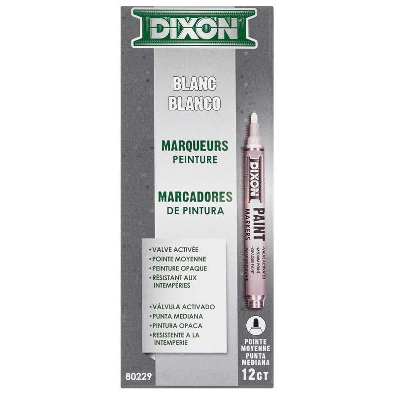 Dixon Paint Markers, Medium Tip, Box of 12, White (80229) - Image 4