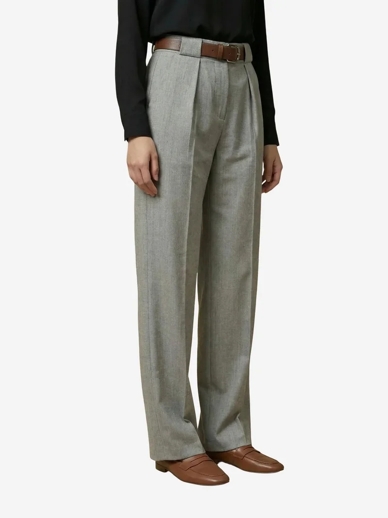 My Fashion Grey MY FASHION High Waist Pleated Wide Leg Trousers for Women | Best Price UAE