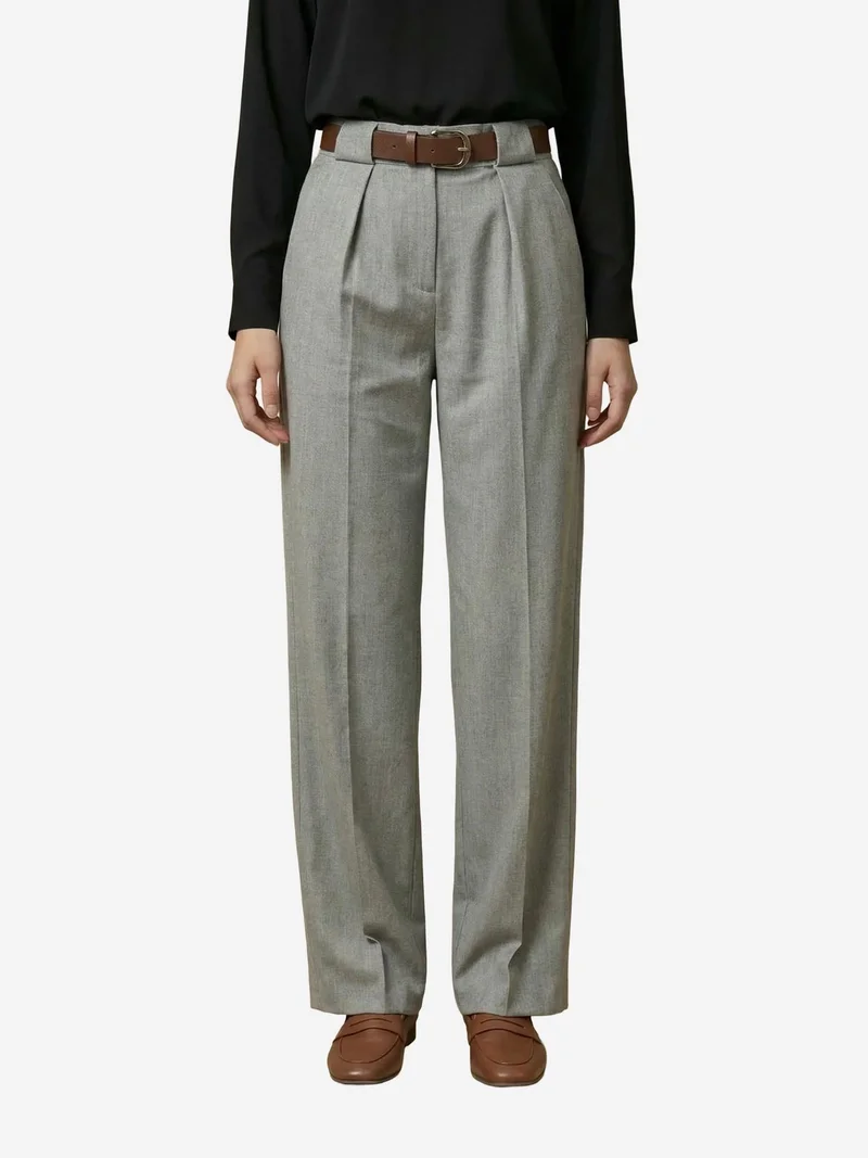 ماي فاشن MY FASHION High Waist Pleated Wide Leg Trousers