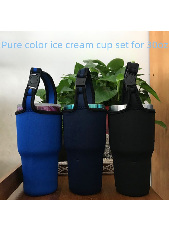 Solid Color Ice Cup 30Oz Car Cup Cover Diving Material Buckle Insulation Handbag Wholesale Support Creative Logo-Color:Lake Blue-Capacity:Ice Bully Cup Special (30oz))  - Image 2