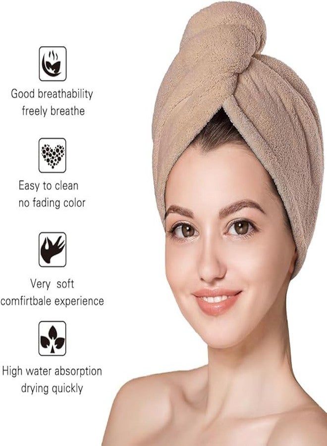 MAXOSHINE Hair Towel Wrap for Women-Quick Drying Microfiber Towel for Hair with Elastic Loop for Tying-Super Absorbent Head Towels Wrap for Ladies Hair Turban (Pack of 1-Brown) - Image 2