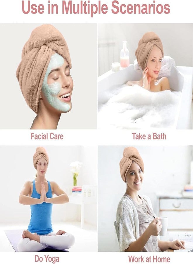 MAXOSHINE Hair Towel Wrap for Women-Quick Drying Microfiber Towel for Hair with Elastic Loop for Tying-Super Absorbent Head Towels Wrap for Ladies Hair Turban (Pack of 1-Brown) - Image 4