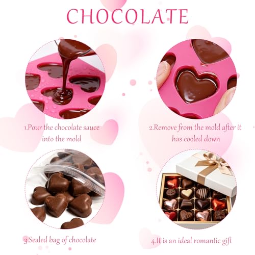 Gvhntk 2Pcs Heart Molds Silicone Premium Heart Silicone Mold for Baking 12-Cavity Non-stick Hearts Shaped Molds for Chocolate Cakes Candy Ice Cube Soap - Image 4