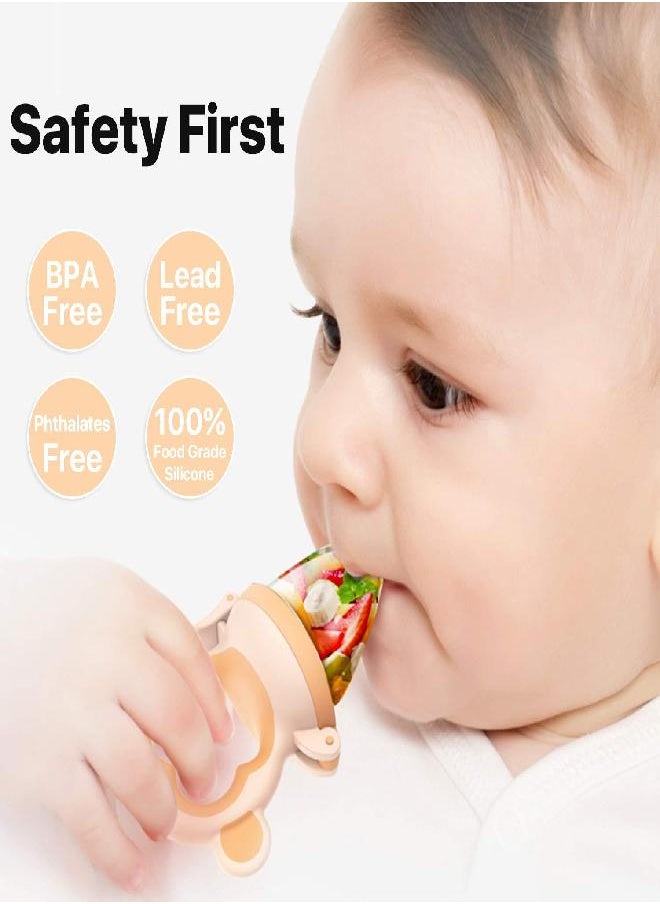 MICHEF - Baby Food Feeder Fruit Feeder Pacifier (2 Pack) with 3 Different Sized Silicone Pacifiers, Mash and Serve Bowl with 4 Baby Spoons Silicone Soft-Tip Infant Spoon, Baby First Stage Feeding Set by MICHEF - Image 1