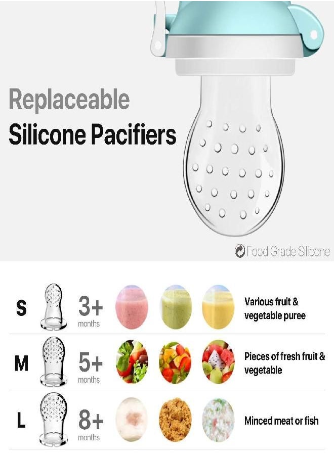MICHEF - Baby Food Feeder Fruit Feeder Pacifier (2 Pack) with 3 Different Sized Silicone Pacifiers, Mash and Serve Bowl with 4 Baby Spoons Silicone Soft-Tip Infant Spoon, Baby First Stage Feeding Set by MICHEF - Image 1