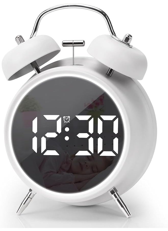 Krishn Kunj Raawan Vintage Digital Table Alarm ClockDouble Bell Electronic LED Alarm Clock Loud Desk Alarm Clocks for Heavy Sleepers Battery Operated Alarm Clock Table Clock for Office TWIN BELL WHITE 