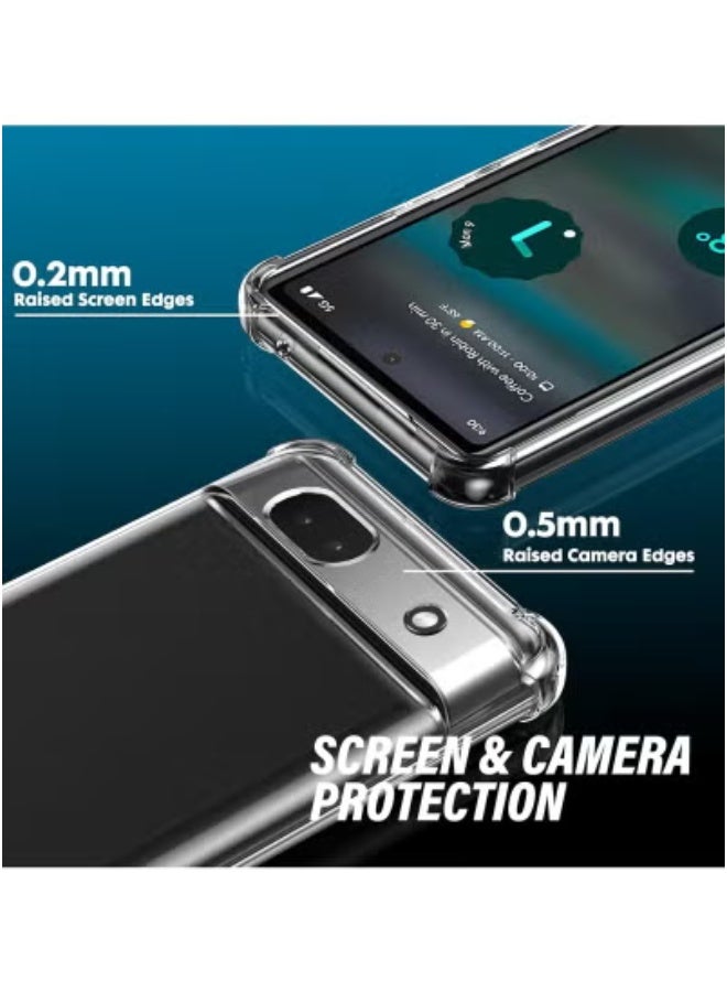 JAJEEK حافظة واقية شفافة من TPU مع حواف مضادة للصدمات لجهاز Google Pixel 6A مع واقي شاشة زجاجي مقسى | غلاف هاتف نحيف، متين، ومضاد للخدوش | حماية كاملة من السقوط، والاصطدامات، والخدوش - Image 2