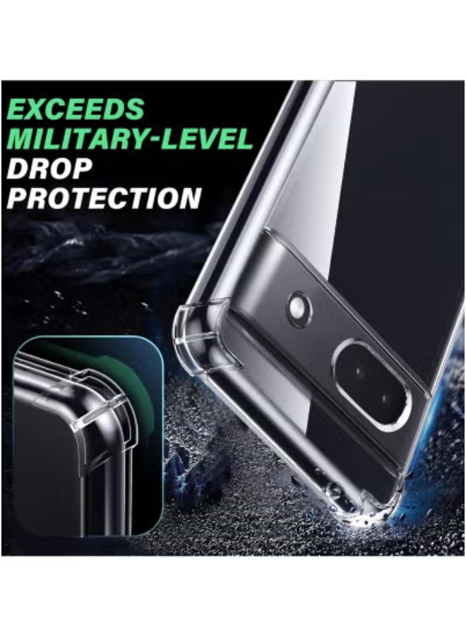 JAJEEK حافظة واقية شفافة من TPU مع حواف مضادة للصدمات لجهاز Google Pixel 6A مع واقي شاشة زجاجي مقسى | غلاف هاتف نحيف، متين، ومضاد للخدوش | حماية كاملة من السقوط، والاصطدامات، والخدوش - Image 4