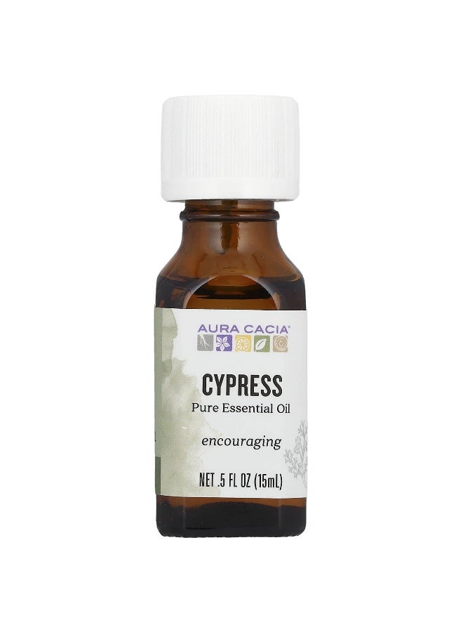 Aura Cacia, Pure Essential Oil, Cypress, 0.5 fl oz (15 ml) - Image 1