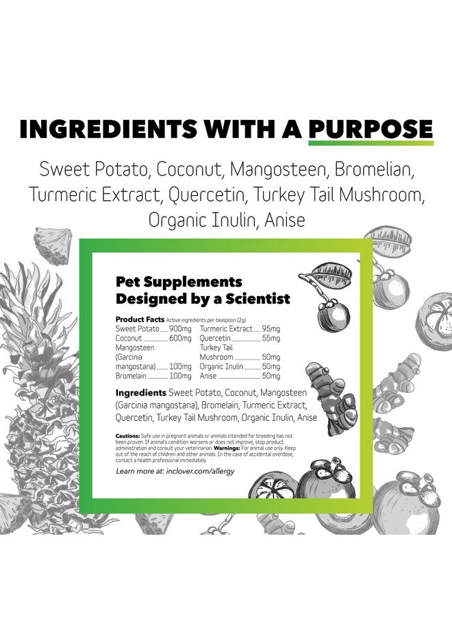 In Clover Dog Allergy Relief Supplement By Inclover, Bioresiliant Treat Powder Supplement For Dogs With Seasonal Allergies, Natural Dog Allergy Support With Turmeric, Mangosteen Helps Maintain Histamine Levels - Image 4
