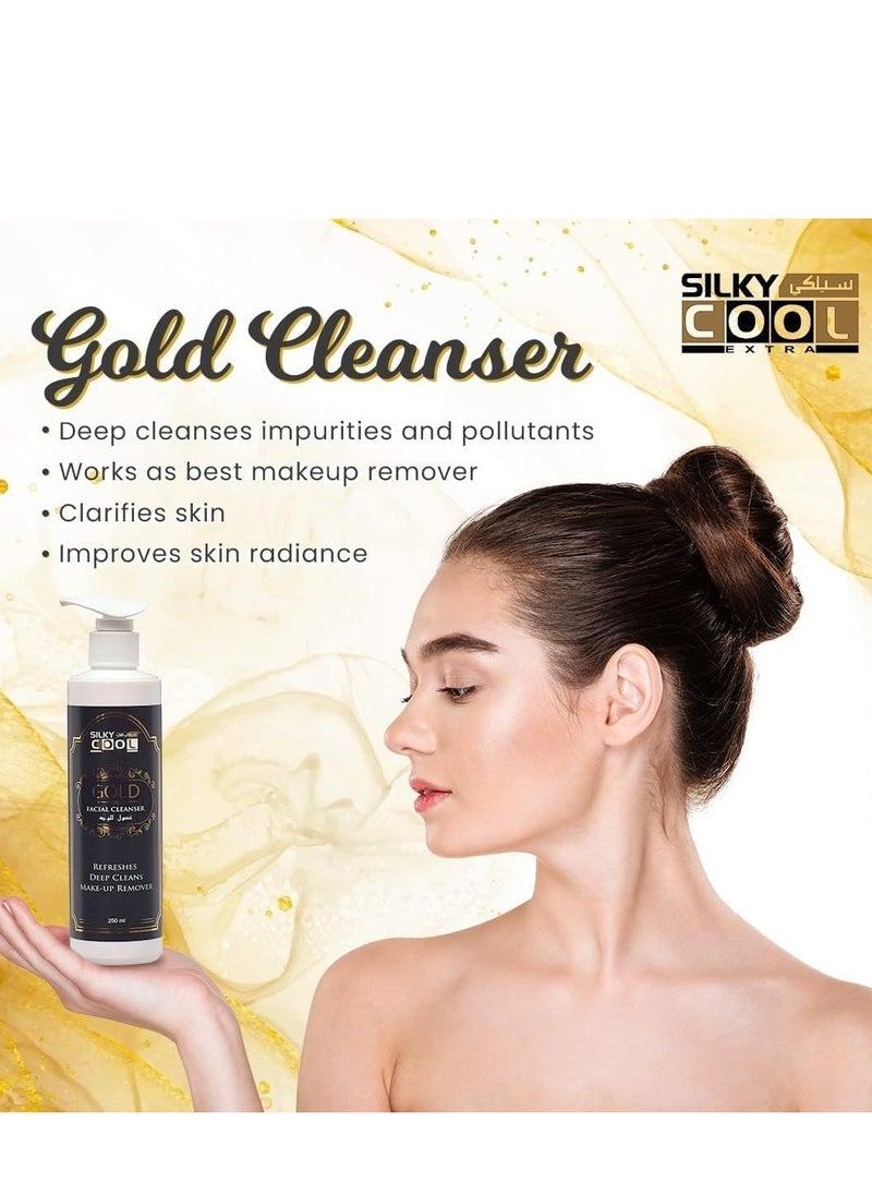 Silky Cool Silky Cool Gold Facial Cleanser for Refreshes Deep Cleans & Make Up Remover 250ml  - Image 3