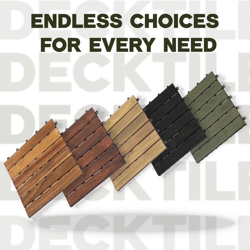VICTORY RELAX Acacia Wood Decking Tiles 9PCS - Easy Snap Interlocking Deck Tiles for Patio Poolside Balcony Decor - All Weather Waterproof Flooring for Indoor & Outdoor (Round Joints) - Image 5