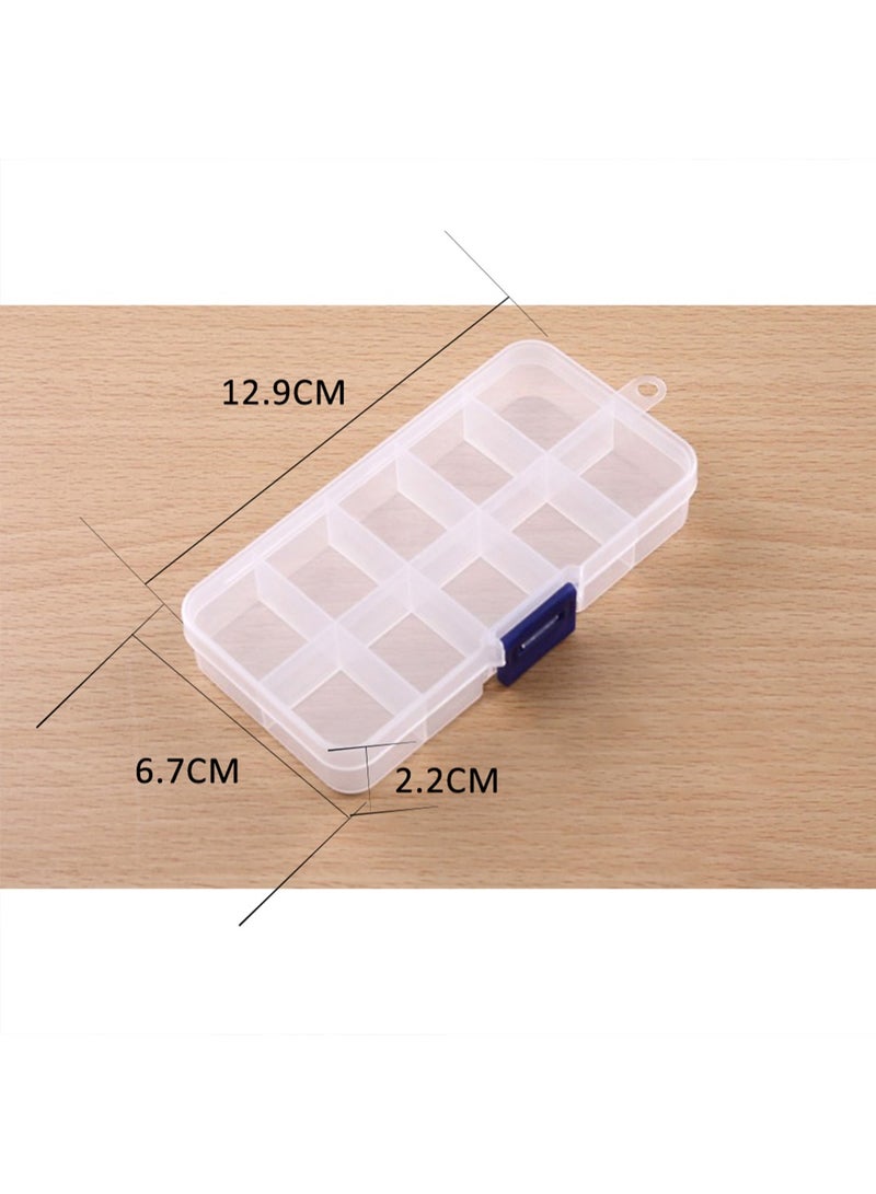 l&wen 10 Grids Beads Box with Dividers, Clear Plastic Organizer Box for Jewelry, Art Craft, Bead Storage, Fishing Hooks, Tools, Small Accessories - Image 5
