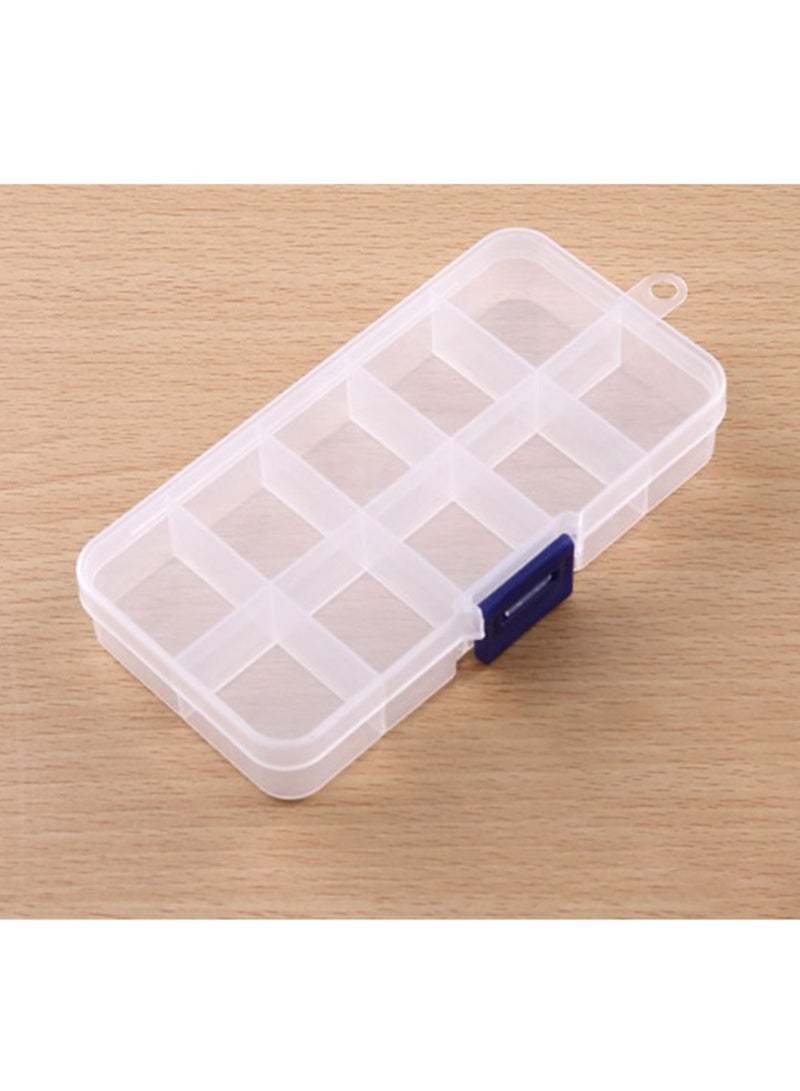 l&wen 10 Grids Beads Box with Dividers, Clear Plastic Organizer Box for Jewelry, Art Craft, Bead Storage, Fishing Hooks, Tools, Small Accessories - Image 1