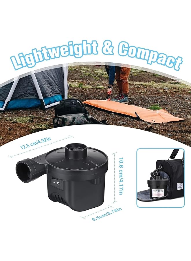 HOOKOR Electric Air Pump Home/Car Use Airbed Pump Quick Electric Air Pump With 3 Nozzles For Inflator/Deflator Pumps For Outdoor Camping Inflatable Cushions Air Mattress Beds Boats Raft Pool - Image 5