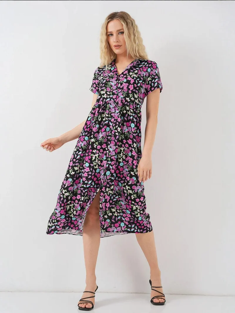 بيغ دارت فستان ميدي مورد بياقة قميص