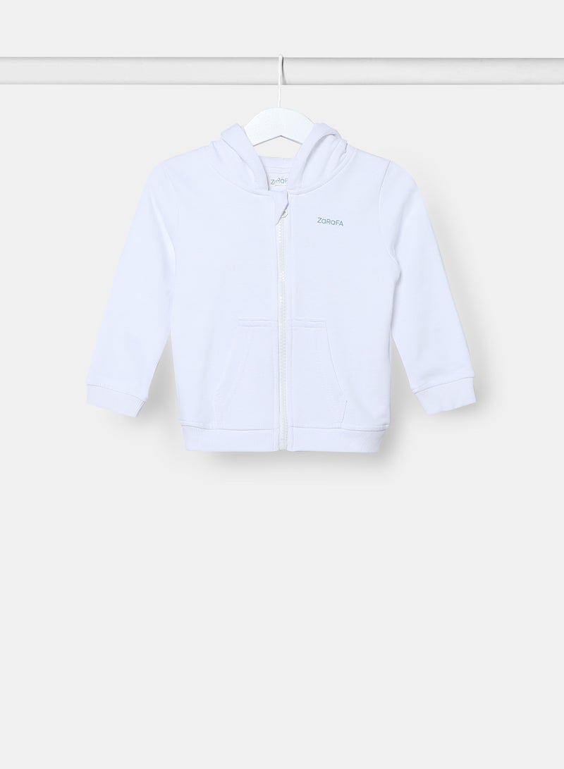 Zarafa boys hooded neck sleeve zip through cloud white - Image 1