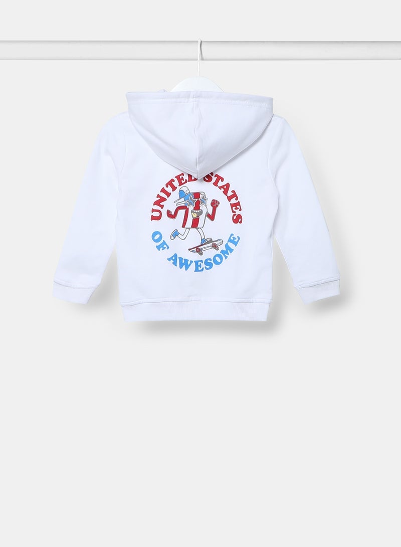 Zarafa boys hooded neck sleeve zip through cloud white - Image 2