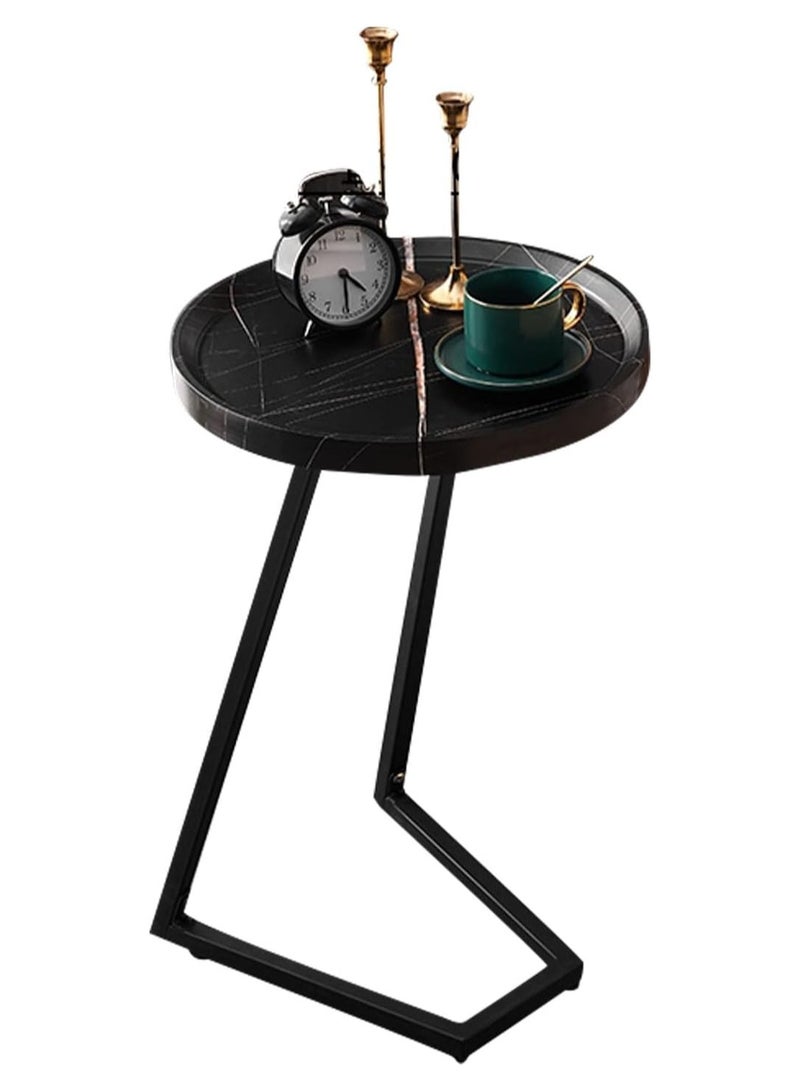 DubaiGallery Sofa Side End Table, Light Luxury Side Table Simple Corner Table Bedside Cabinet Metal Frame C Shaped Table for Sofa Bed Living Room Bedroom - Image 1