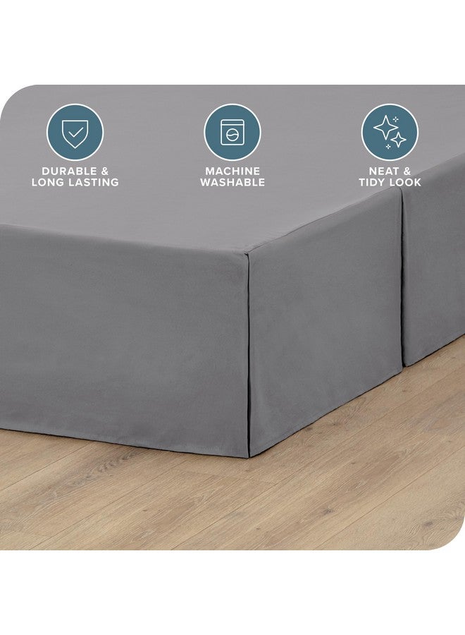 Bare Home King Bed Skirt - 15-Inch Tailored Drop Easy Fit - Bed Skirt for Beds - Center & Corner Pleats (King, Grey) - Image 2
