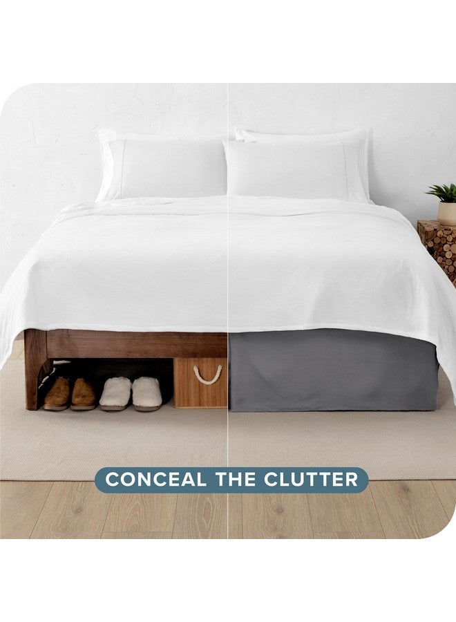 Bare Home King Bed Skirt - 15-Inch Tailored Drop Easy Fit - Bed Skirt for Beds - Center & Corner Pleats (King, Grey) - Image 3