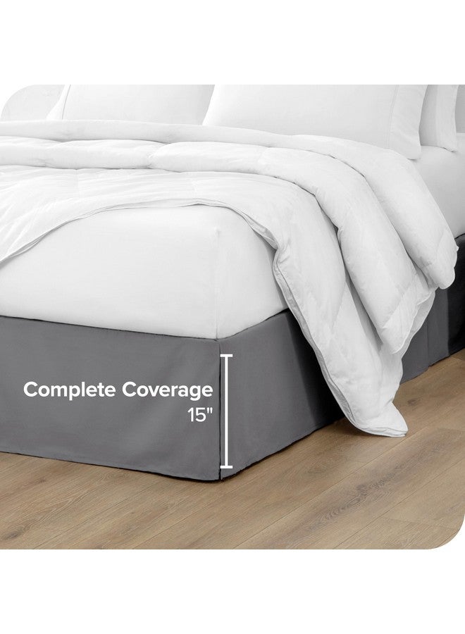 Bare Home King Bed Skirt - 15-Inch Tailored Drop Easy Fit - Bed Skirt for Beds - Center & Corner Pleats (King, Grey) - Image 4