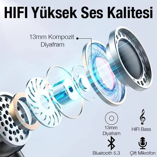 بولهاموبيل Polham BT5.3V 300MAH Rechargeable Earbud Designed Bluetooth Headset, Hifi Bass Supported Headset with Microphone
