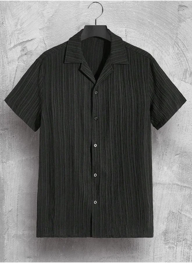 Styli Texture Short Sleeve Buttoned Shirt