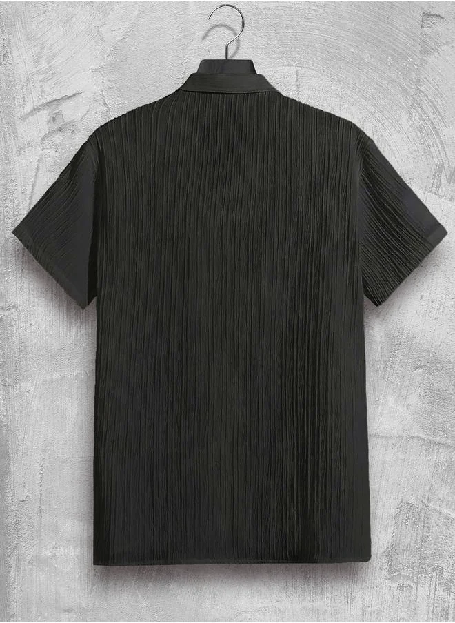 ستايلي Texture Short Sleeve Buttoned Shirt