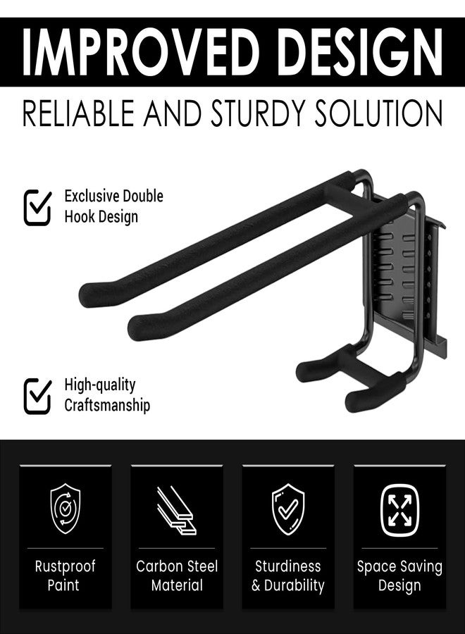 FELLER 9-Piece Garage Slatwall Hook Kit - 6 Double Utility Hooks + 3 Mounting Plates (16" O.C., 50" Total Width) - Extra Heavy Duty Slat Wall Hanger Holder Set for Tools - Image 3