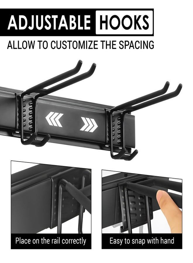 FELLER 9-Piece Garage Slatwall Hook Kit - 6 Double Utility Hooks + 3 Mounting Plates (16" O.C., 50" Total Width) - Extra Heavy Duty Slat Wall Hanger Holder Set for Tools - Image 4