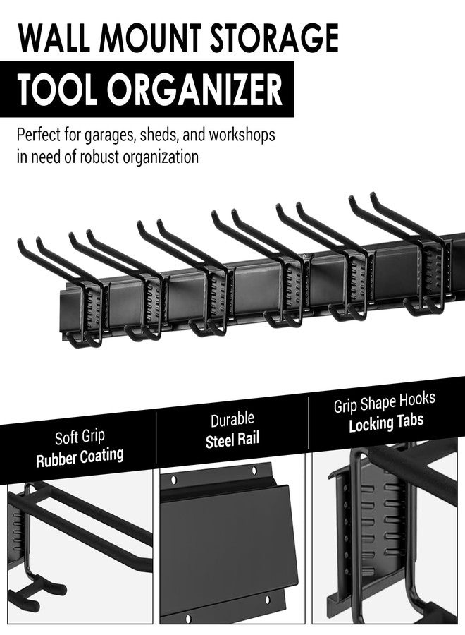 FELLER 9-Piece Garage Slatwall Hook Kit - 6 Double Utility Hooks + 3 Mounting Plates (16" O.C., 50" Total Width) - Extra Heavy Duty Slat Wall Hanger Holder Set for Tools - Image 2